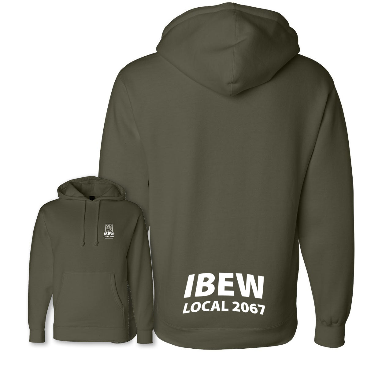 Personalized Heavyweight IBEW Local 2067 Hoodie Army Green