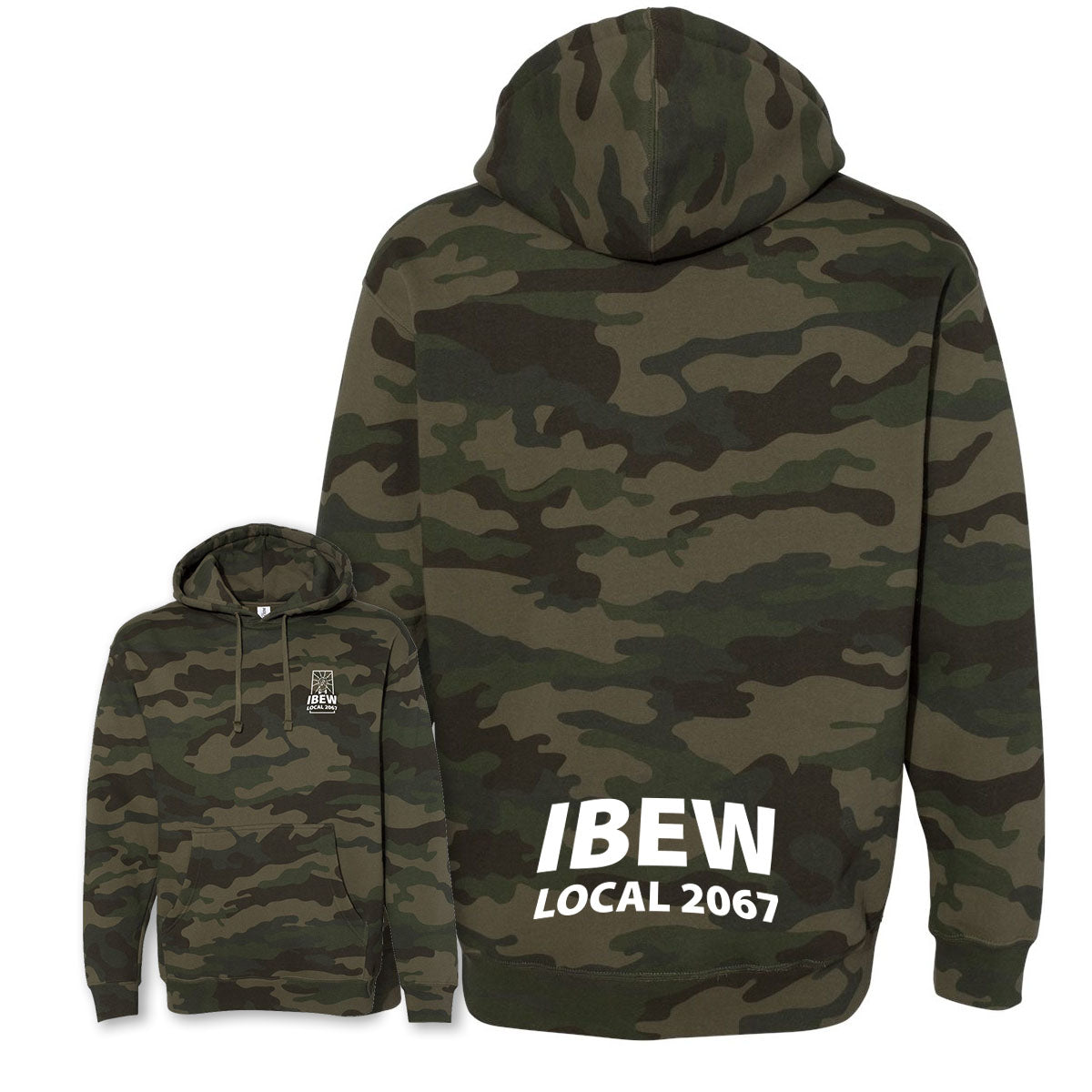 Personalized Heavyweight IBEW Local 2067 Hoodie Forest Camo