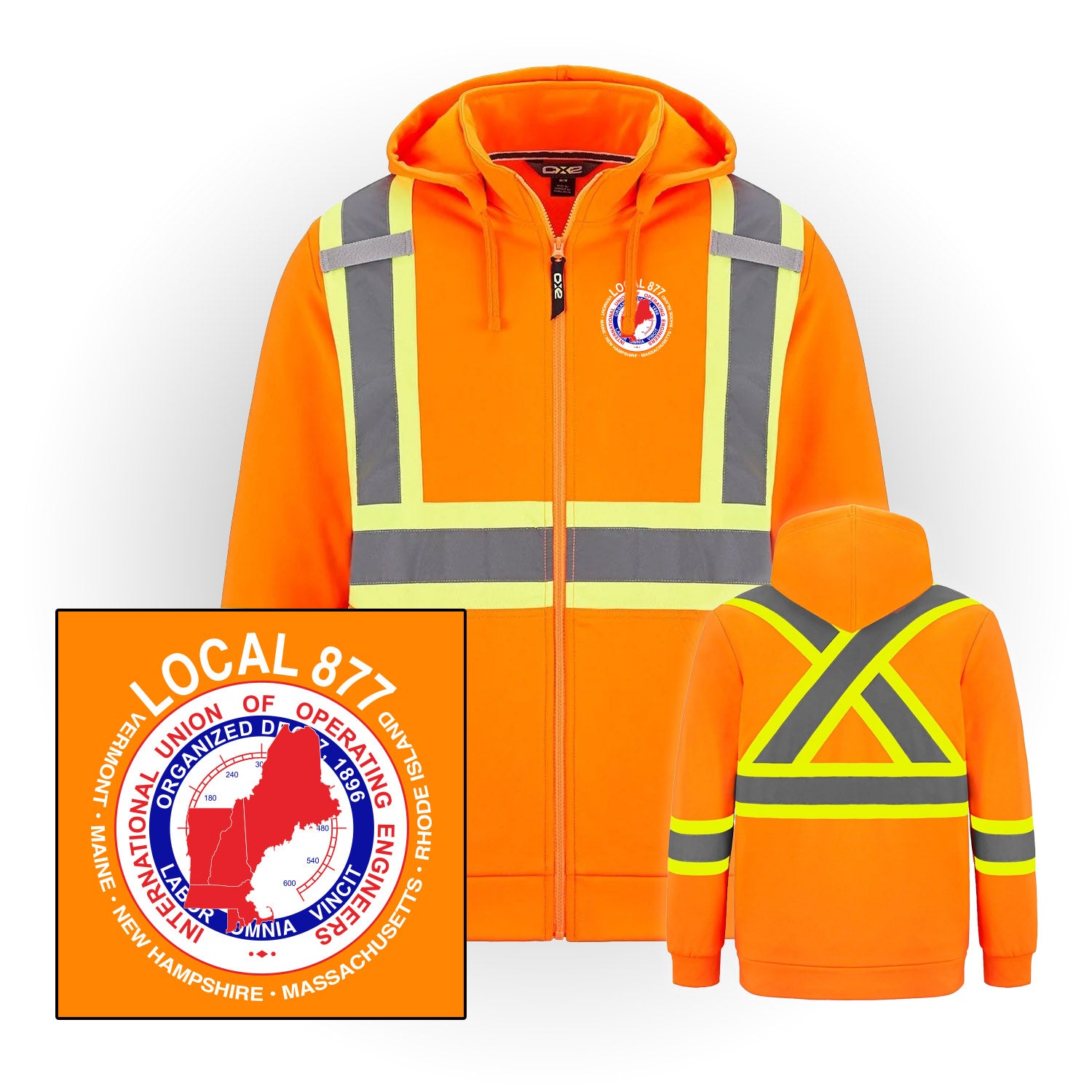 Basic Logo - Hi-Vis Full Zip - w/ Detachable Hood - IUOE 877